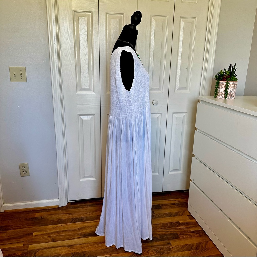 Dalin White Maxi Dress Sleeveless Smocked Bodice Cottagecore Size XL - Picture 3 of 8